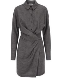Patrizia Pepe - Melange Lyocell-Blend Chemisier Mini Dress - Lyst