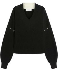 Sportmax - Gerippter Pullover mit V-Ausschnitt - Lyst