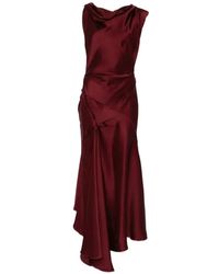 Victoria Beckham - Draped Midi Dress - Lyst
