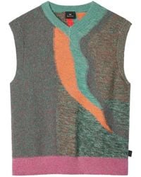 Paul Smith - Abstract-Pattern V-Neck Knitted Vest - Lyst