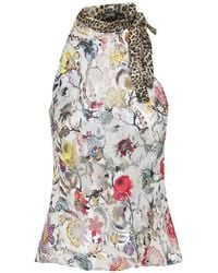 Roberto Cavalli - Top Met Contrasterende Print - Lyst