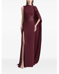 Gemy Maalouf - Draped Beaded Crepe Maxi Dress - Lyst