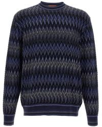 Missoni - Zigzag Pattern Wool Sweater With Crew Neck - Lyst