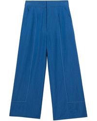 Burberry - Topstitched Wide-leg Trousers - Lyst