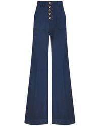 Etro - Logo-Embossed Button High-Rise Flared Jeans - Lyst