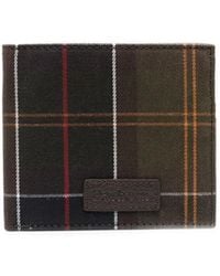 Barbour - Leather Tartan Check Print Wallet With Logo Patch - Lyst