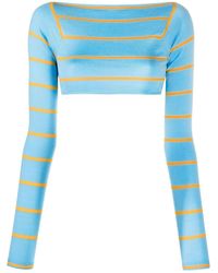 PUCCI - Stripe-Jacquard Wool Cropped Top - Lyst