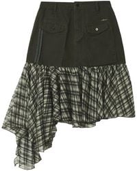 Musium Div. - Check-Pattern Ruffled Midi Skirt - Lyst