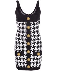 Balmain - Robe Courte Sans Manches À Motif Pied-De-Poule - Lyst