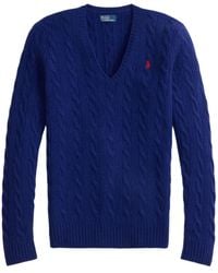 Polo Ralph Lauren - Kimberly Cable-Knit V-Neck Sweater - Lyst