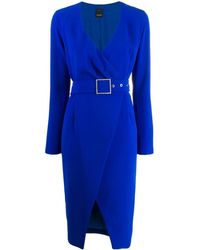 Pinko Robe portefeuille à taille ceinturée - Bleu