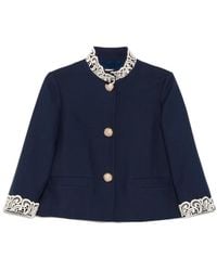 Valentino Garavani - Lace-Trimmed Button-Detail Jacket - Lyst