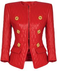 Balmain - Sd To Sd 2 Pkts Lambskin Quilted Jacket - Lyst