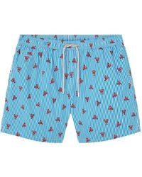 Mc2 Saint Barth - Lobster-Print Striped Swim Shorts - Lyst