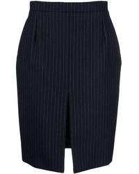 Saint Laurent - Pinstriped Wool Pencil Skirt - Lyst