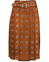 Dan Cassab - Vera Eyelet Belted Skirt - Lyst