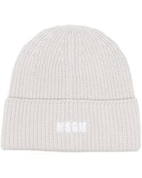 MSGM - Berretto A Coste Con Ricamo - Lyst