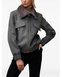 Poche Paris - Faux-Fur-Collar Zip-Up Jacket - Lyst