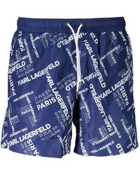 KARL LAGERFELD - Logo-Print Drawstring Swim Shorts - Lyst