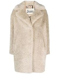 Herno - Faux-Shearling Notched-Lapel Coat - Lyst