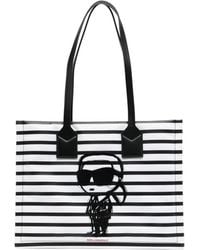 Karl Lagerfeld - Ikon Striped Medium Tote Bag - Lyst