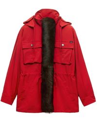 Prada - Technical Fabric Parka With Shearling Trim - Lyst
