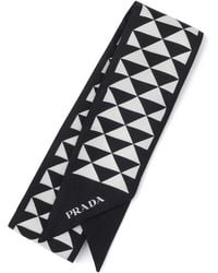 Prada - Silk Triangle Skinny Scarf - Lyst