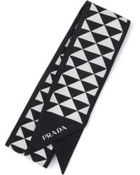 Prada - Foulard Imprimé En Soie - Lyst
