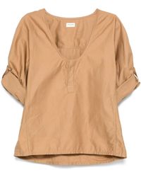 Saint Laurent - Henley Twill-Weave Blouse - Lyst