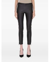 Ferragamo - Zip-Detail Leather Trousers - Lyst