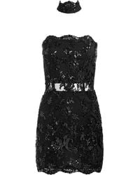 Alice + Olivia - Georgie Embellished-lace Strapless Mini Dress - Lyst