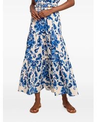 Cara Cara - Melanie Floral-Print Tiered Midi Skirt - Lyst