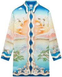 CASABLANCA - Crane-print Midi Dress - Lyst