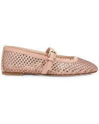 Stuart Weitzman - Crystal-Embellished Bareitall Mary Jane Ballet Flats - Lyst