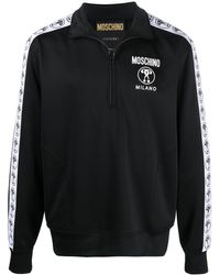 Moschino Graphic-print Half-zip Jumper in Black for Men | Lyst