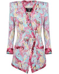 Balmain - Blazer mit Feder-Print - Lyst