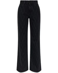 Balmain - Diamond-Quilted Wide-Leg Jeans - Lyst