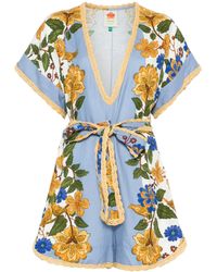 FARM Rio Shell Garden Playsuit in Blue | Lyst UK