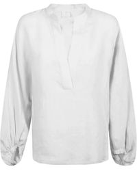 Eleventy - Top Met Gesmockte Cuffs En V-Hals - Lyst
