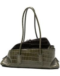 The Attico - La Passeggiata Small Crocodile-Effect Shoulder Bag With Top Handle - Lyst