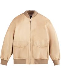 Fay - Leather Bomber Jacket - Lyst