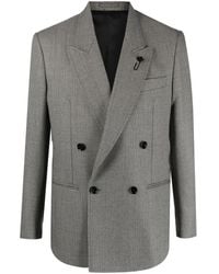 Lardini - Micro-Dot Double-Breasted Wool Blazer - Lyst