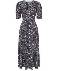 POST MERIDIEM - Abito Midi A Fiori - Lyst