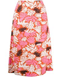 Marni Falda con estampado de hojas con ojos - Naranja