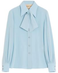 Valentino Garavani - Crepe De Chine Scarf-Detail Shirt - Lyst