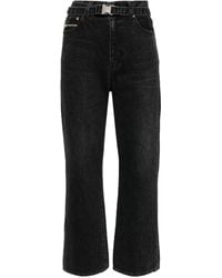 Sacai - Straight-Leg Belted Cropped Jeans - Lyst