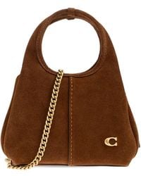 COACH - Chain Leather Tote Bag - Lyst