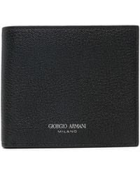 Giorgio Armani - Logo-Stamp Bi-Fold Leather Wallet - Lyst