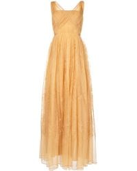 Alberta Ferretti - Embroidered Motif Pleated Gown - Lyst