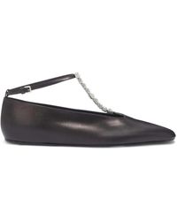 Jil Sander - Crystal-Embellished Leather Ballerina Shoes - Lyst